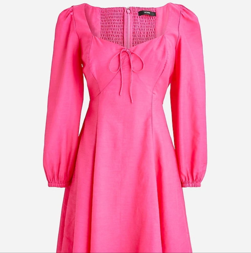 J. Crew Bright Pink Long Sleeve Dress